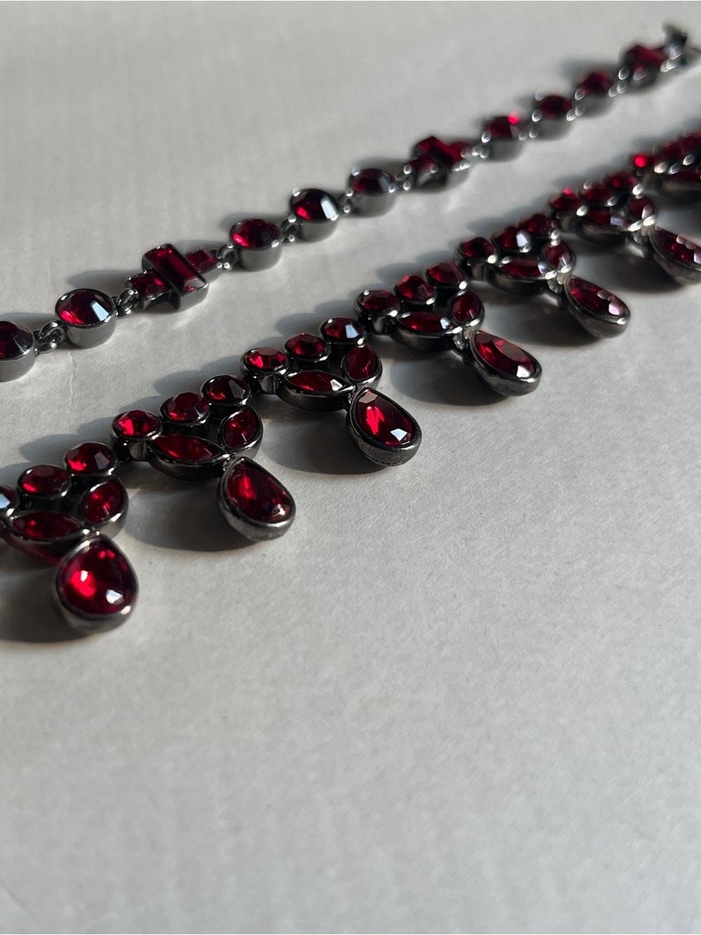 Givenchy Deep Red Crystal Necklace and Bracelet Set - Picture 2 of 3